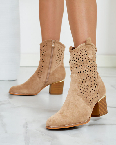 Royalfashion Women's low post openwork Mozie boots