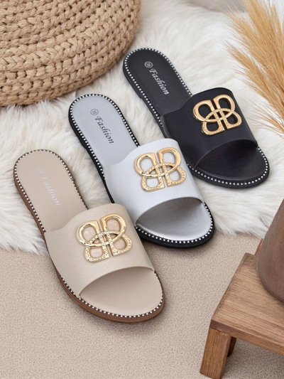 Royalfashion Women's Flat Sole Flip Flops Aura Gold