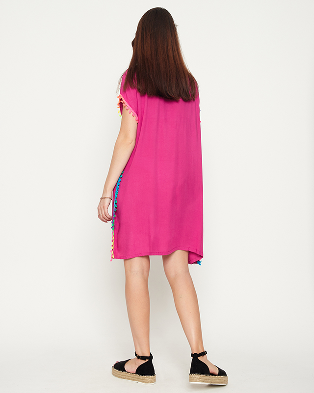 Women's summer tunic with fuchsia-colored fringes - Clothing