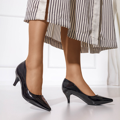 Black women's classic patent leather stilettos Amiskon - Footwear