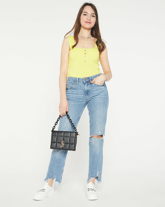 Dzeltens sieviešu tops ar kubiskā cirkonija a'la pogām- Apģērbs