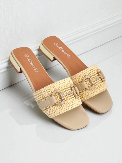 Royalfashion Women's Braided Flip-Flops with Aeterna Embellishment