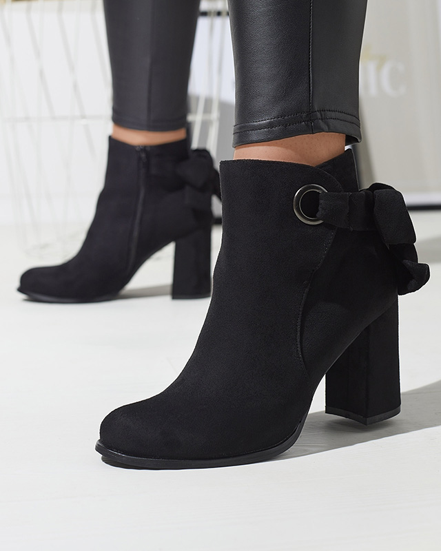 Женские сапоги из эко-замши с бантом черного цвета Agarol- Footwear