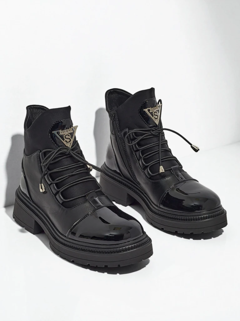 Eko skórzane sznurowane botki damskie Elisse