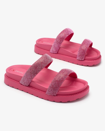 Royalfashion Fuksija Sieviešu Zirconia Sparkle Sliders