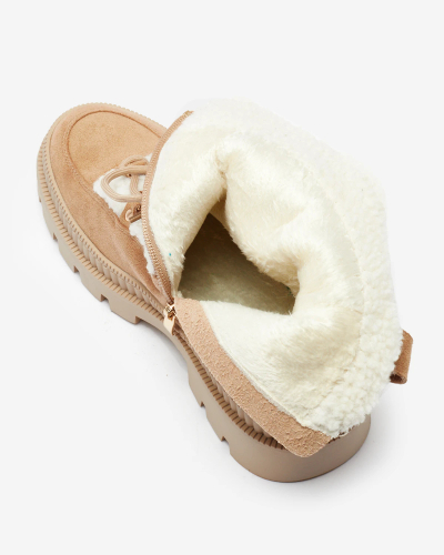 Royalfashion Beige women's trapper boots with sheepskin Getatsa