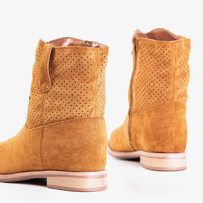 Brown cowboy boots on a covered wedge Taize - Footwear