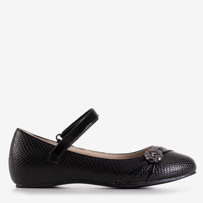 Black children's ballerinas with Neqe decoration - Shoes