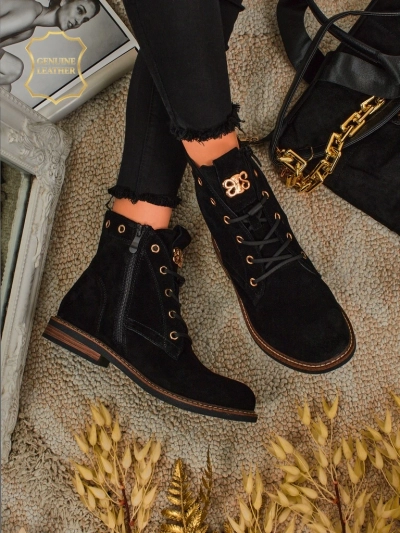 Aurelia Romano Women's Suede Ankle Boots - Brown, with Fur