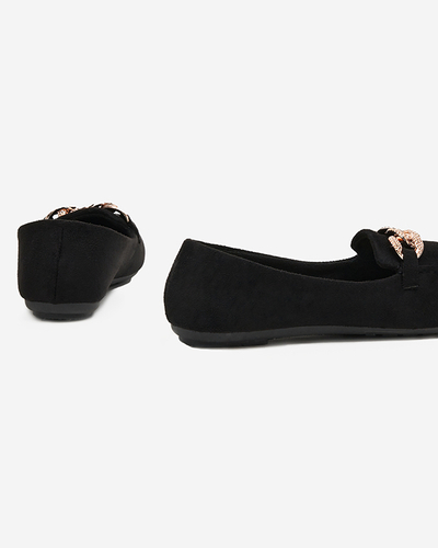 Melni sieviešu eko-zamšādas kurpes ar ķēdīti Osylia - Shoes