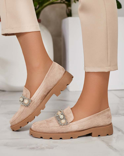 Royalfashion Sieviešu mokasīni ar krāsainiem cirkoniem Nel