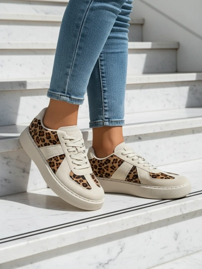Royalfashion Women's sporty sneakers with a leopard print Big Cat