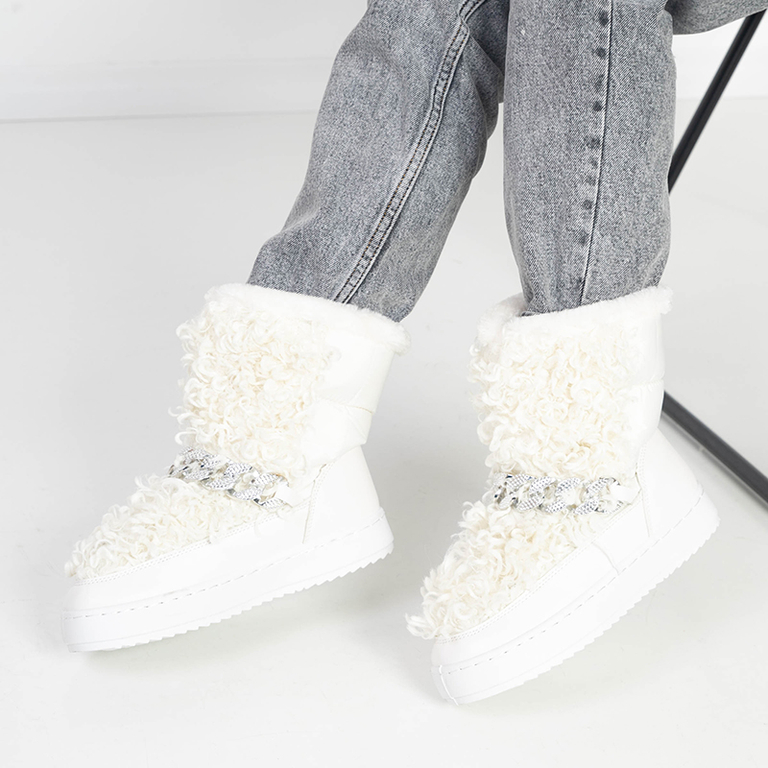 OUTLET White women's snow boots with decorative upper Porto- Footwear