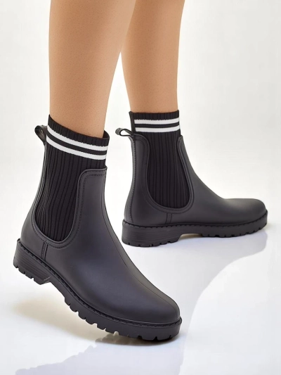 Royalfashion Women’s rain boots with a higher fabric insert Scarlesa