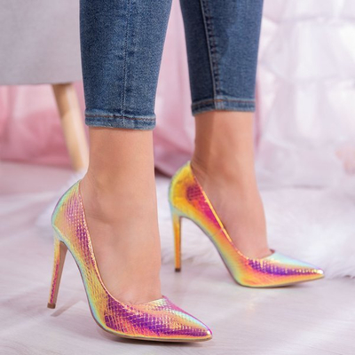 Holographic pink stilettos a'la snake skin Las Vegas - Footwear 1