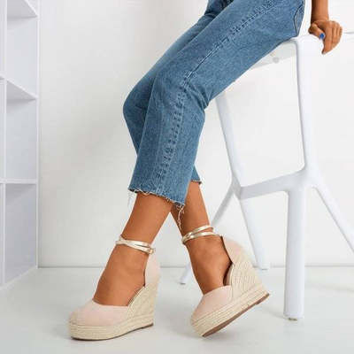 OUTLET Powder espadrilles on a high wedge Sablac - Shoes