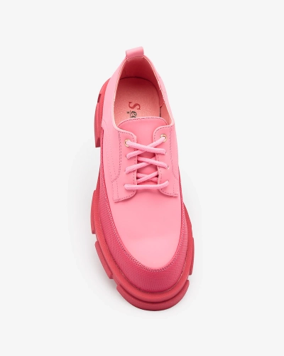 Royalfashion Pink Sieviešu matēti puspapēžu zābaki ar cietu zoli Trendy Chunky