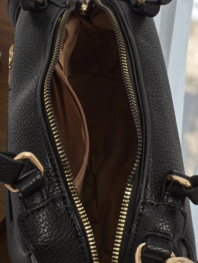 Luna Black Leather Elegant Everyday Handbag