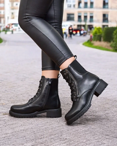 Royalfashion Black eco leather women's bagger boots Gaddaxa