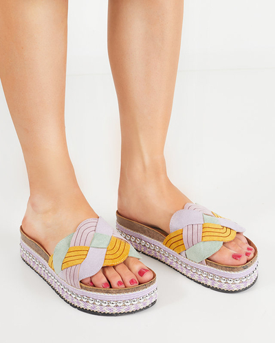 Violet women's slippers on a thick sole Cekolina - Footwear