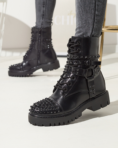 OUTLET Black women's bagger boots with studs Fioppo - Footwear