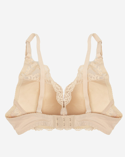 Women's push-up bra with beige lace - Underwear