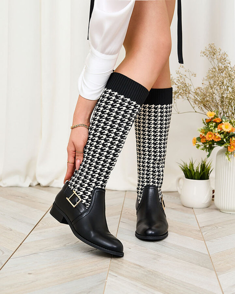 Royalfashion Black women's high boots with pepite pattern Aledive