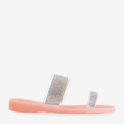 Pink women's rubber flip-flops with zircons Niuci - Footwear