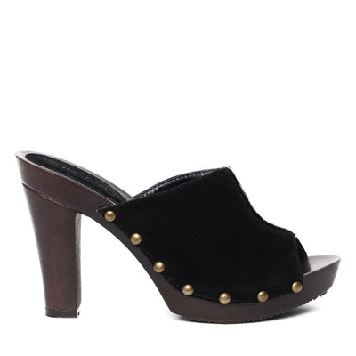 Czarne klapki drewniaki Ardauli - Obuwie