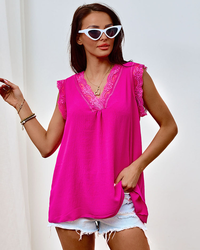 Royalfashion Women's Sleeveless Blouse with Lace