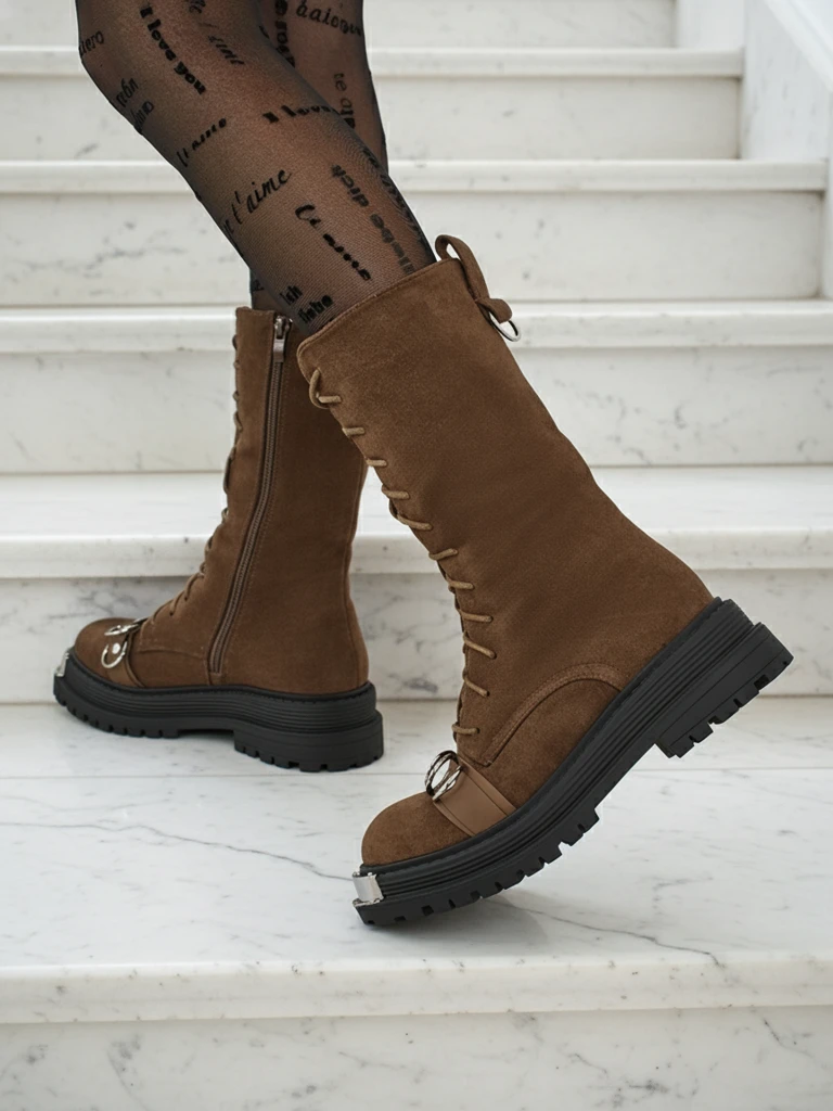 Royalfashion Botki damskie sznurowane Werces