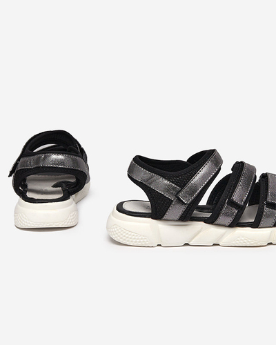 Meiteņu sandales aizdarāmas ar Velcro no grafīta Mumin - Apavi