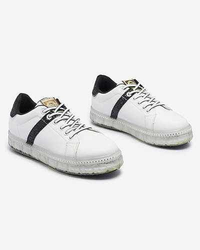 Women's sports shoes in white with black inserts Asxa- Footwear