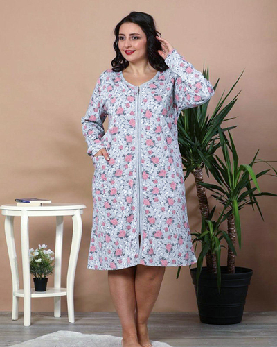 Grey floral nightgown PLUS SIZE- Clothing