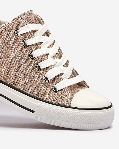 Золотые женские кеды на скрытом якоре с блестящей нитью Seggat- Footwear