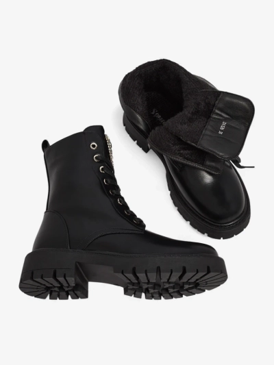 Luna Women's Black Leather Elegant Autumn Boots