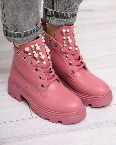 Pink women's boots with pearls Orilco - Footwear