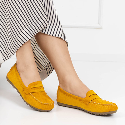 Yellow women's eco-suede moccasins Teweri - Footwear