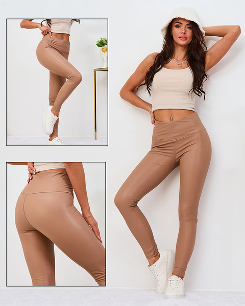 Royalfashion Women's eco-leather leggings in brown