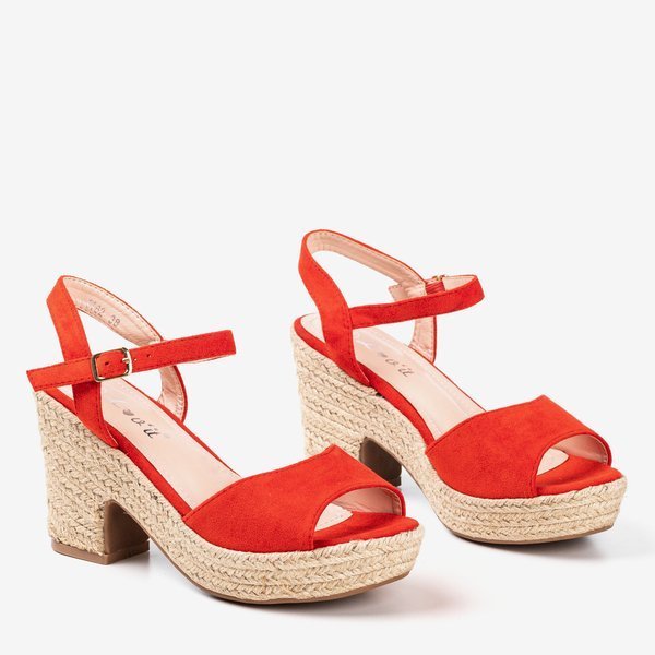 Czerwone sandały damskie na słupku Sugar Honey - Obuwie