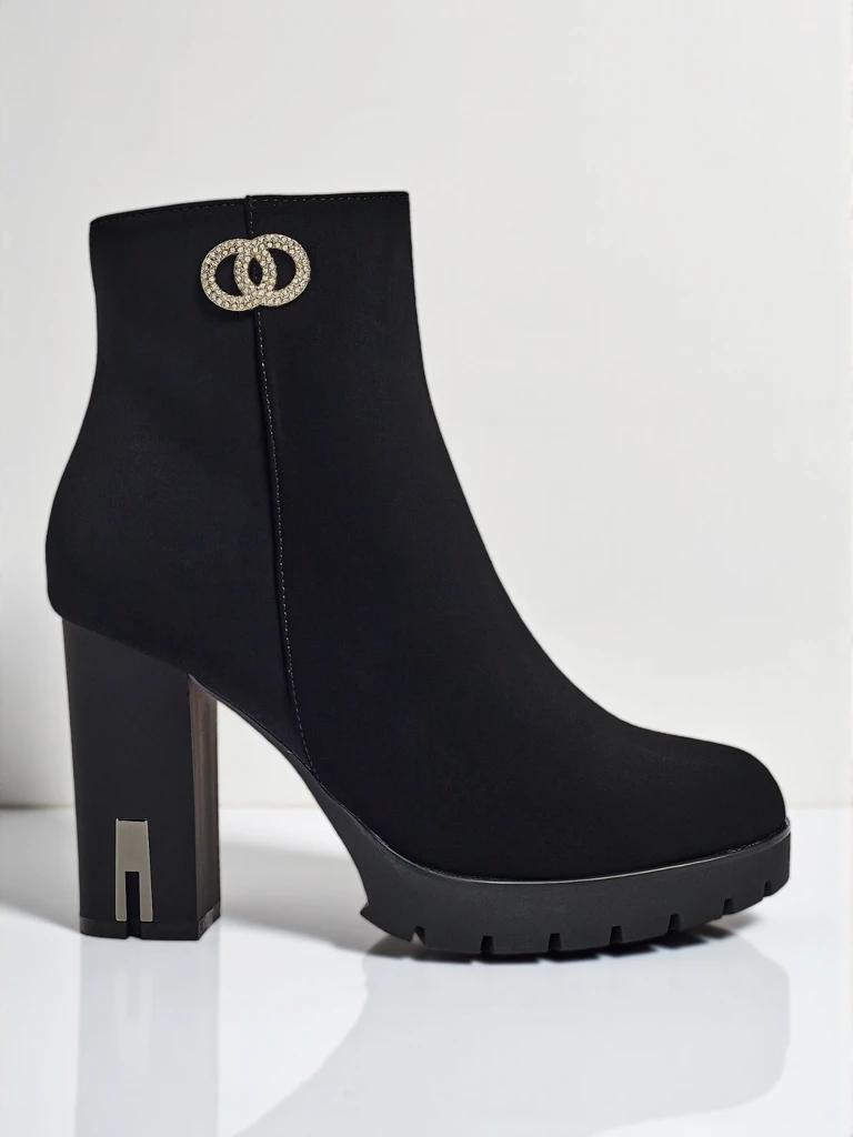 Stella Black Elegant Heel Ankle Boots