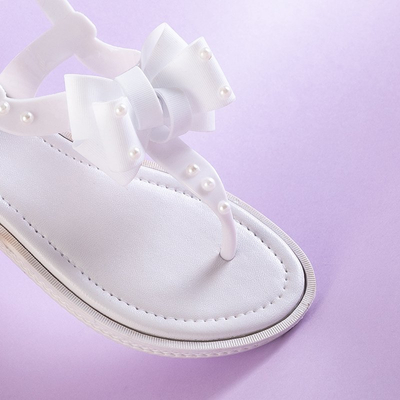 White women's sandals a'la flip-flops with a Domala bow - Footwear