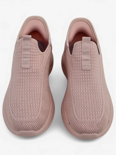 Apollo Rosa women's sneakers - pink fabric slip-on shoes with a flat sole