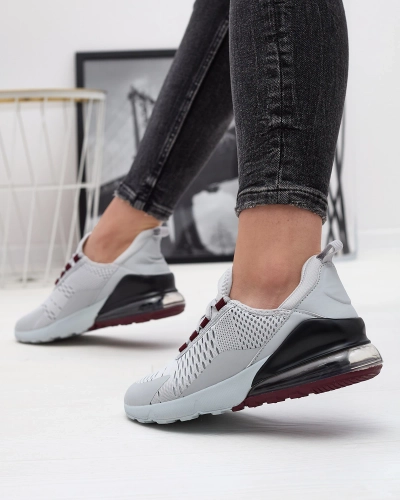 Grey women's sports shoes with burgundy inserts Neterika - Footwear