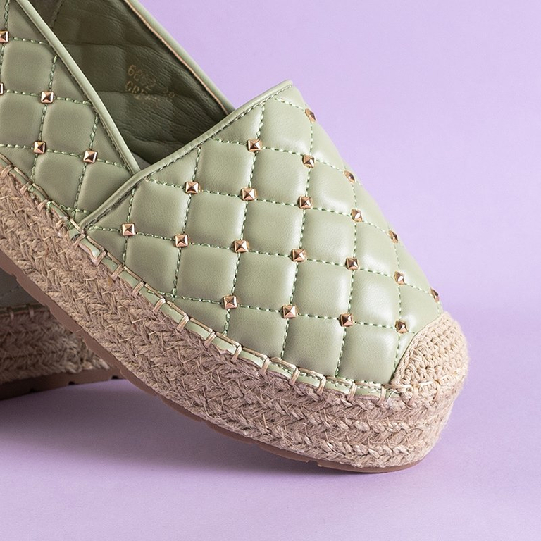 Women's quilted green espadrilles on platform Erolovai - Footwear