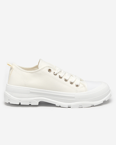 White and ecru women's sneakers on a higher sole Mytiko - Footwear