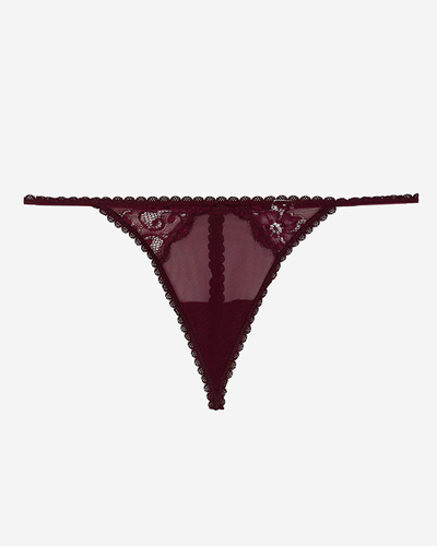 Maroon women's thong lace panties - Underwear