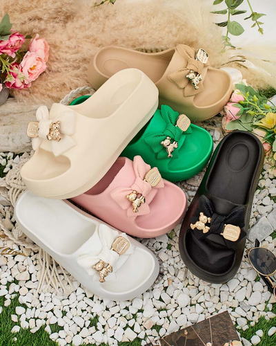 Royalfashion Women's rubber flip-flops with decorative bow Afeen