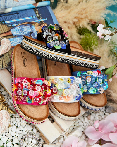 Royalfashion Women's Loassa rhinestone flip-flops