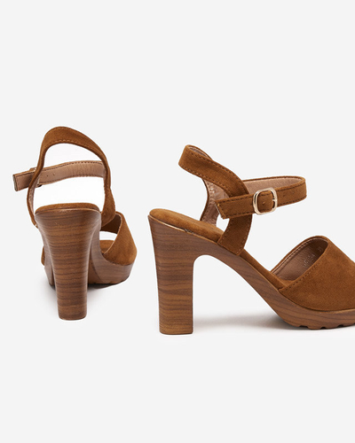 OUTLET Light brown women's sandals on the Karislo post - Footwear